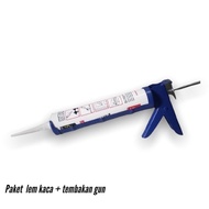 White glass glue package + gun shot