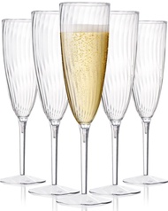 6 Oz Clear Plastic Champagne Glasses 16 Pack, Hard Disposable Plastic Champagne Flute Ideal for Home