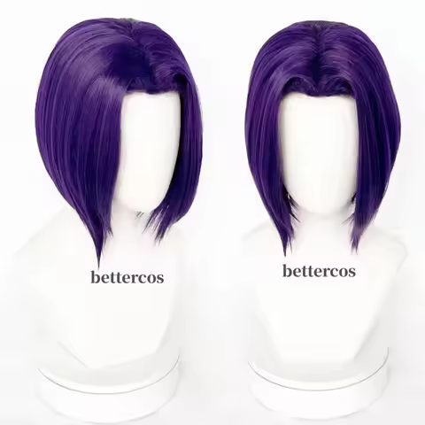 Raven Cosplay Wigs High Quality Anime Purple Short Heat Resistant Synthetic Hair Perucas Cosplay Wig