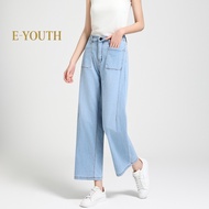 Eyouth 10118 Women Clean Pocket Straight Wide Jeans