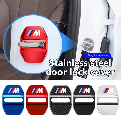 For BMW 4Pcs Car Door Lock Cover Stainless Steel Protection Accessories M Performance Alpina M3 M5 M