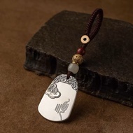 999纯银无事牌钥匙扣汽车男钥匙顺心挂件挂饰足银顺利男士车钥匙999 sterling silver nothing card keychain car male key3e5x9st7j1my202