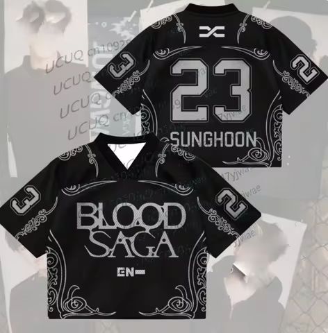 Summer Men's Women's 2026 Kpop Fans Shadow Duke Blood Saga Enhypen World Tour Jersey Plus Size Short
