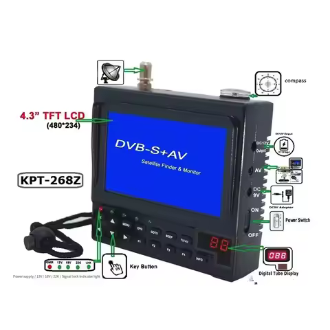 AT41 DVB-S 4.3 Inch TV Receiver Meter KPT-268Z Digital For Satellite Monitor Full HD DVB-S Sat Finde