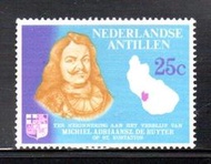 【流動郵幣世界】荷屬安地列斯1966年米歇爾·阿德里安松·德·魯伊特海軍上將訪問聖尤斯特歇斯島郵票
