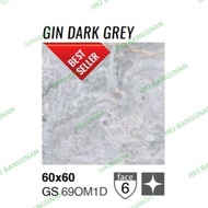 Granit Garuda Lantai Glossy Gin Dark Grey 60x60 -Kualitas 1- Grade A