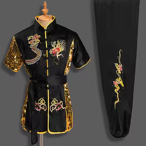 Solredo Unisex Wushu Costume Chinese Traditional Dragon Kung Fu Uniform Training Clothing Martial Ar