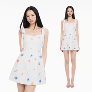 RECHIC Elwyn A-shaped short dress with square neck and gentle, stylish patterns