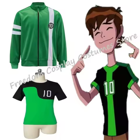 w;3'c\6,b'Anime Ben10 Alien Force Ben Tennyson Cosplay Unisex Sweatshirt Jacket Hoodies Zipper Coat 