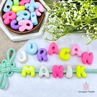 3D PASTEL LETTER BEADS - LARGE LETTER BEADS - LARGE HOLE 3D LETTER BEADS