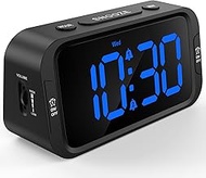 Odokee Digital Dual Alarm Clock for Bedroom, Easy to Set, 0-100% Dimmer, USB Charger, 5 Sounds Adjus
