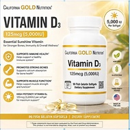 California Gold Nutrition Vitamin D3 125mcg (5,000 IU), 90 Fish Gelatin Softgels e15p1a_725