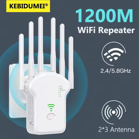 WiFi Repeater 1200Mbps WiFi Signal Wireless Repeater Dual-Band 2.4G 5G WiFi Extender 6Antenna Networ