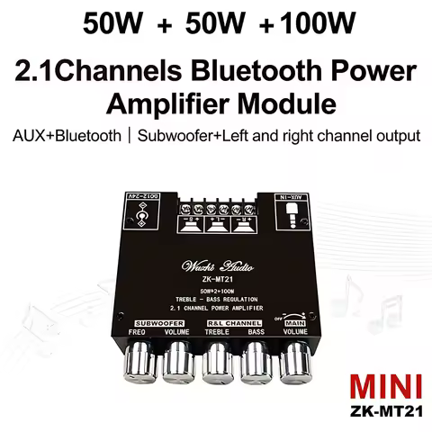 MT21 2.1 Channel Bluetooth 5.0 Audio Amplifier Board 100W Subwoofer 50W*2 L/R Stereo Amp Module Bass