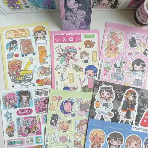 Cute Sweet Cool Japanese Girl Sticker Korean Kawaii Cartoon Y2k Stickers Hand Account Diary Planner 