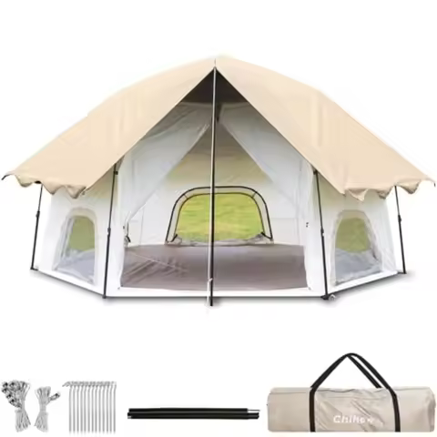 Camping Tents PopUp Standup Tent Family Cabin Tent with Awning Porch 3Person Outdoor Shelter with Sc