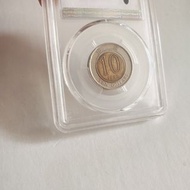 錯體 Off center insert 偏離中心嵌件 1995年 香港洋紫荊十元硬幣 PCGS AU 55 Mint Error