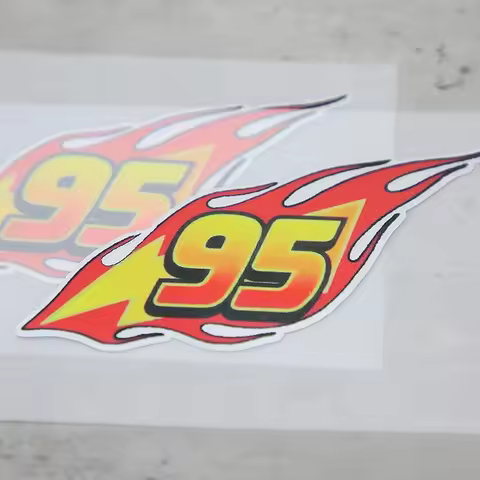 1PC Auto/Item Stickers with Cars - Inspired "95" & Flame, Easy to Apply, Showcasing Movie Loyalty