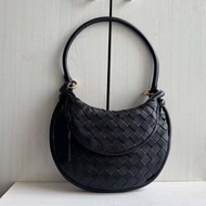 BOTTEGA VENETA Woven Imported Lambskin Gemini Bag gemelli Half Moon Bag Genuine Leather Underarm Bag