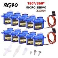 SG90มอเตอร์เซอร์โวขนาดเล็กแบบอนาล็อก Arduino 2/4/5/10/20ชิ้นขนาด9กรัมสำหรับรถบังคับวิทยุของเล่นเครื่องบินเฮลิคอปเตอร์โมเดล180 360