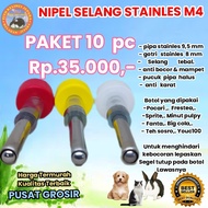 nipel kelinci selang stainless M4 paket 10 PC nipel kelinci nipel kucing musang Hamster