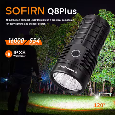 Sofirn Q8 Plus Super Powerful LED Flashlight 16000lm USB C Rechargeable 21700 Anduril 2.0 Torch XHP5