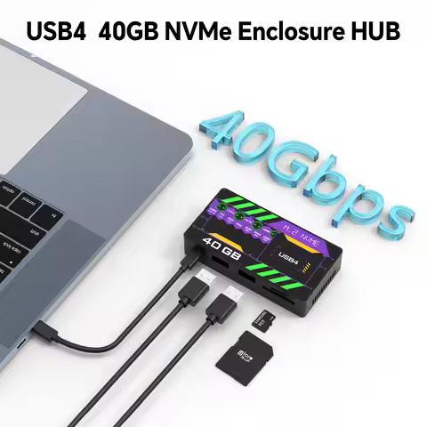 USB4 40Gbps Enclosure with Cooling Fan HUB Expand Card Reader PCIe4.0 SSD NVME Enclosure Aluminum Co
