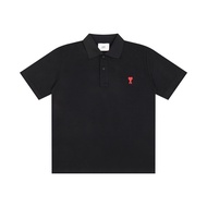 Ami Paris new apparel Correct Version Of Small Love Embroidery Classic Polo Shirt Short Sleeve Mens 