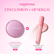 Glad2Glow 2 In 1 Skincare Set Perfect Cushion Powder Setting Powder foundation+Tone-up Cream/Lip Ser