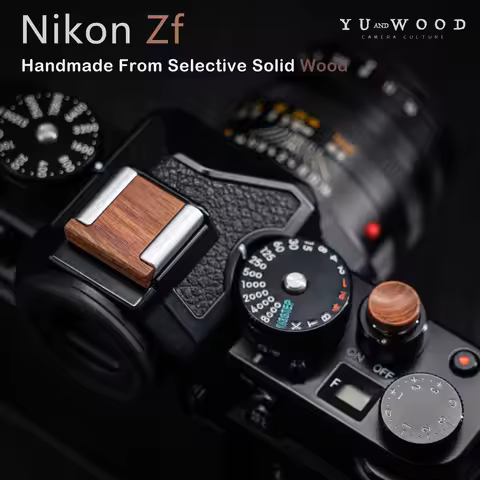 Wood Camera Hot Shoe Cover Shutter Release Button Cap Kit For Nikon Zf And Leica Dlux8 Camera