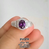 Cincin perak lelaki,cincin silver permata purple,silver 925 men ring,silver 925 original