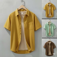 Plain Mens Short Sleeve Shirt Premium quality Oxford Cotton Baju  kemeja untuk lelaki ready stock ma