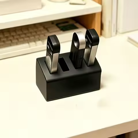 Simple Desktop USB Flash Drive Storage Box, Office Desk Organizer for Small Items, Multi-Compartment