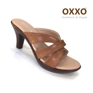 OXXO รองเท้าแตะเพื่อสุขภาพ รองเท้าแฟชั่น หน้าสวม ส้นส้นสูง3นี้วเย็บเชือก ทำด้วยหนังพียู นิ่มใส่สบาย น้ำหนักเบา SK0179