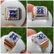 Cincin Perak Blue Safir Srilanka Berlian Eropa