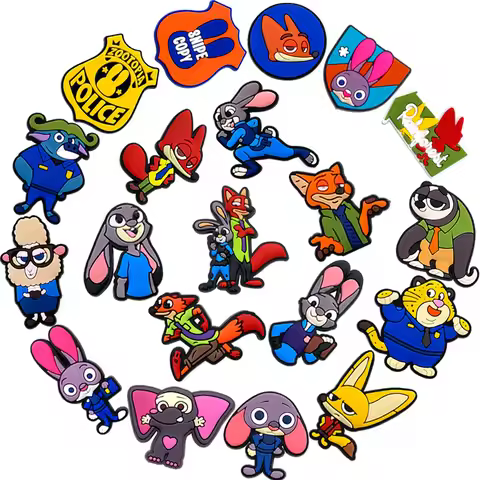 20-100PCS Disney Zootopia Judy Nick Shoes Charms Clog Sandals Decoration Mix Wholesale PVC Cartoon A