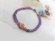 神秘紫水晶草莓晶手鍊 // 草莓晶 │純銀手鍊│生命靈數水晶