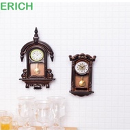 ERICH1 Dollhouse Wall Clock, Alloy Material Movable Pendulum Vintage Clock, Artisan Gift Wooden Desi