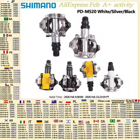 Shimano Deore M6000 M520 Pedal PD-M520 Double-sided Pedal SPD Black Silver Pedal For MTB Mountain Bi