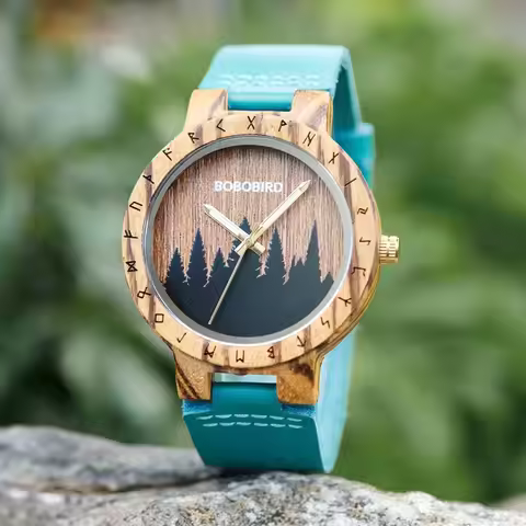 BOBO BIRD Watches Unisex Wooden Case Quartz Wristwatch PU Leather Strap Support Dropshipping LOGO Cu