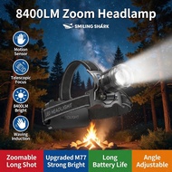 Ultra Bright 8400LM Smiling Shark Headlamp M77 LED Sensor Light Type-C Rechargeable Waterproof for N