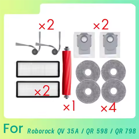 A24R 11 PCS For Roborock QV 35A / QR 798/ QR 598 Robot Vacuum Main Side Brush Mop Filter Dust Bags D
