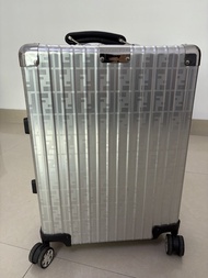 FENDI X RIMOWA Aluminum FF Print Roll Away Carry On Luggage Silver