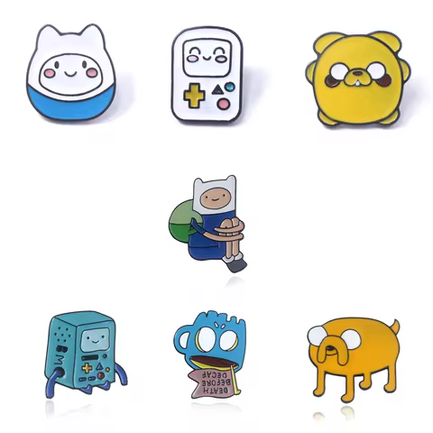 Cute Enamel Adventure Time Pins Brooch Cartoon Funny Cup Finn Princess Jack BMO Badge Brooch Backpac