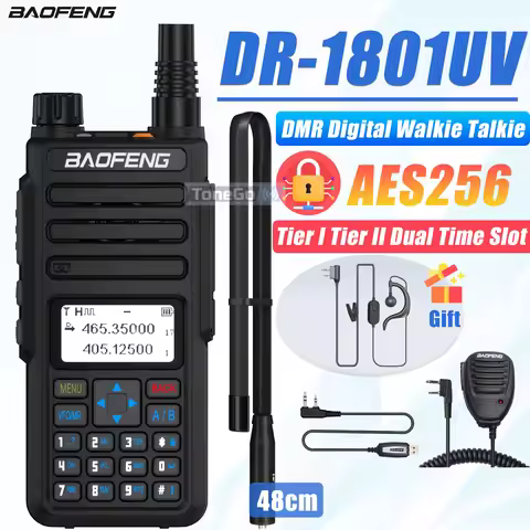 Baofeng DR-1801UV DMR Digital Walkie Talkie AES256 Encrypted SMS DR-1801 Tier I Tier II Dual Time Sl