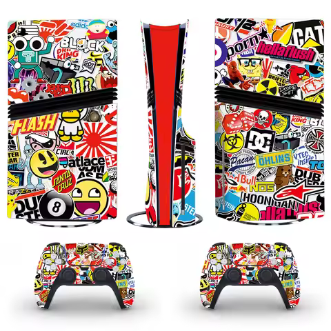 Graffiti Design PS5 Pro Disc Sticker Decal Cover for Console and 2 Controllers PS5 Pro Disk Skin Vin