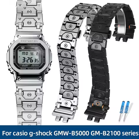 For casio g-shock GMW-B5000 GM-B2100 GMB2100 MRG-B2100D series Modified stainless steel watch belt M
