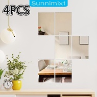 [Sunnimix1] 4x Mirror Sticker Mirror Tiles Wall Sticker , Sheets Wall Decal Mirror for Background Decor Wall Decor Office Home