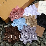 [READY] Rengganis 3D Hand Embroidered Lotus Brooch | 3D Linen Lotus Flower Brooch