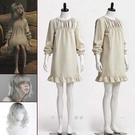 Emily Cosplay Wig & Costume - Silver-gray Resident Evil Requiem Outfit for Halloween Party